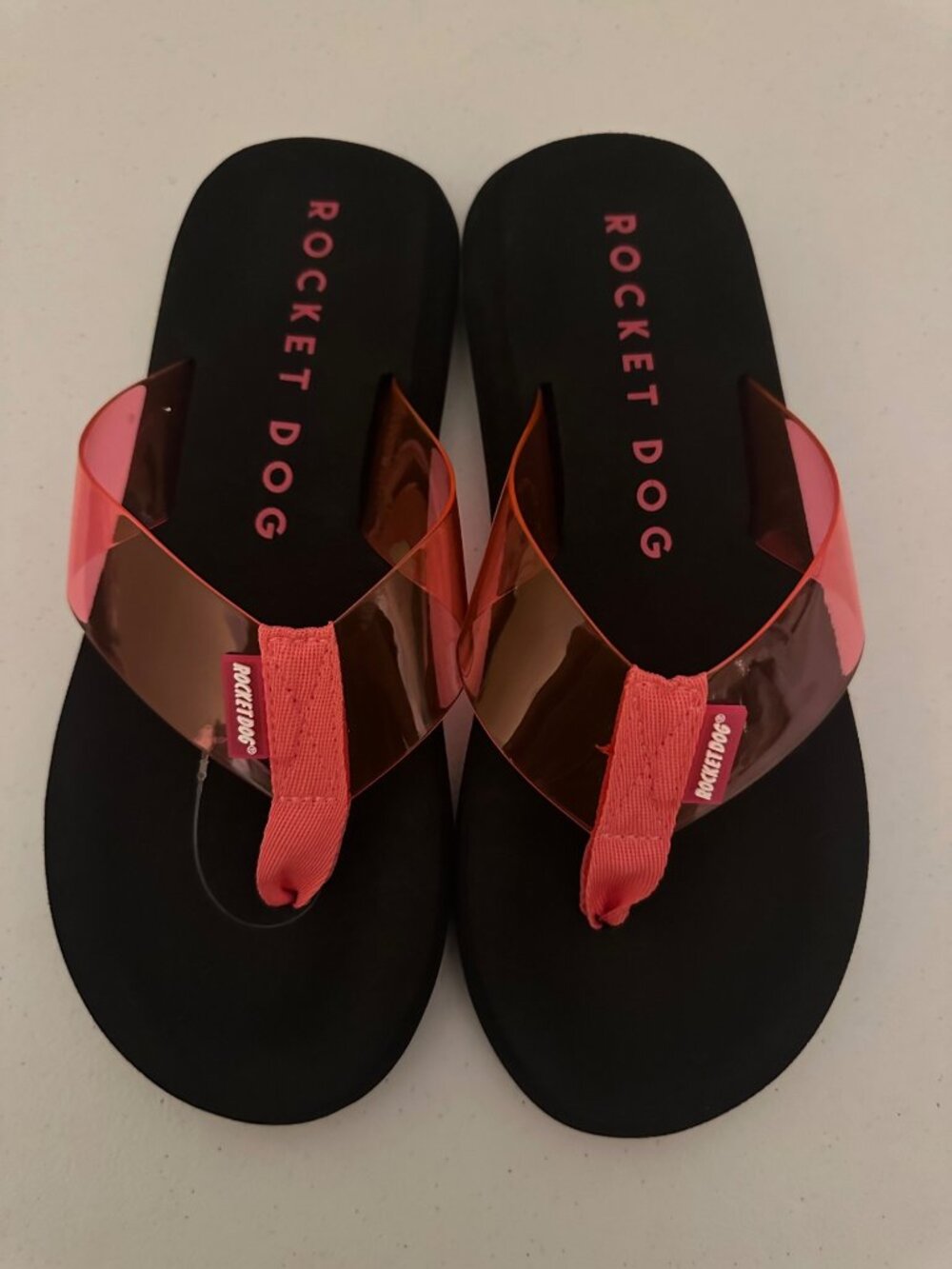 Rocket Dog Women's Sunset Pink Clear Flip Flops size 9